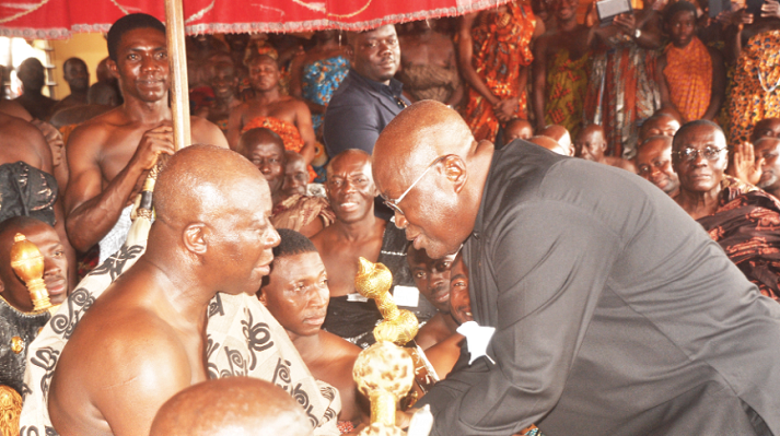  Asantehene, Otumfuo Osei Tutu II(seated),  welcoming the President-elect, Nana Akufo Addo to Manhyia Palace.